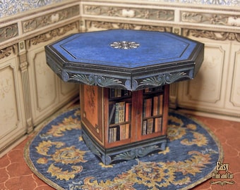 Miniature dollhouse Victorian Table . INSTANT Digital DOWNLOAD . 12th . Papercraft. Tutorial. DIY.
