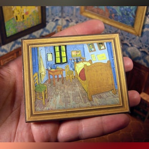 MINIATURE . framed painting art- Van Gogh . Bedroom in Arles -  Printable - with video tutorial - Instant DIGITAL DOWNLOAD - Scale 1:12