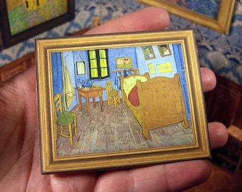 MINIATURE . Peinture encadrée - Van Gogh. Chambre à coucher à Arles - Imprimable - avec tutoriel vidéo - TÉLÉCHARGEMENT NUMÉRIQUE instantané - Échelle 1:12