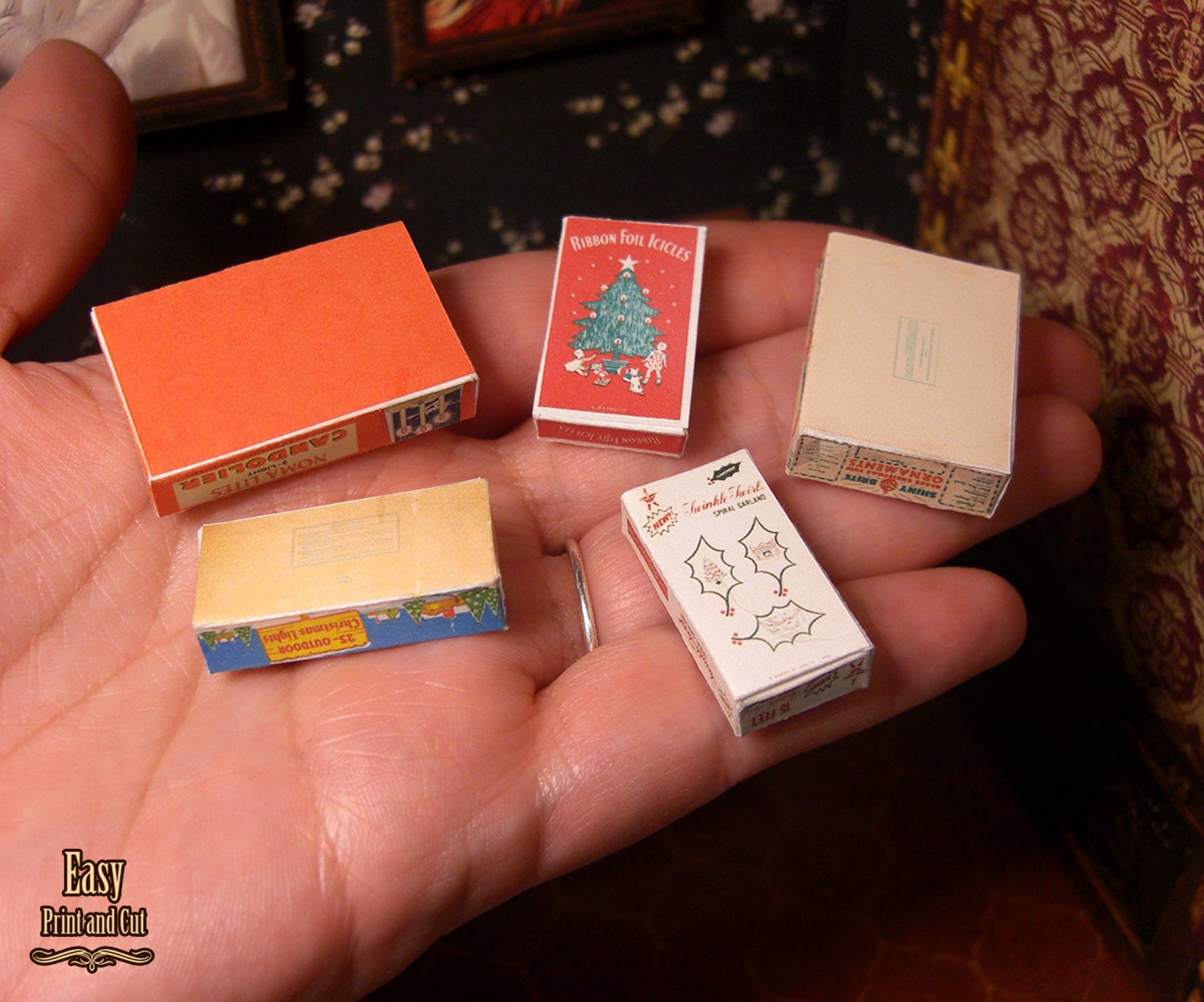 5 CHRISTMAS DECORATION Dollhouse Printable Miniature. Vintage - Etsy