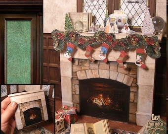 Vintage Fireplace. Christmas Decoration. Printable DIGITAL DOWNLOAD. 12th . video tutorial. Papercraft. DIY.