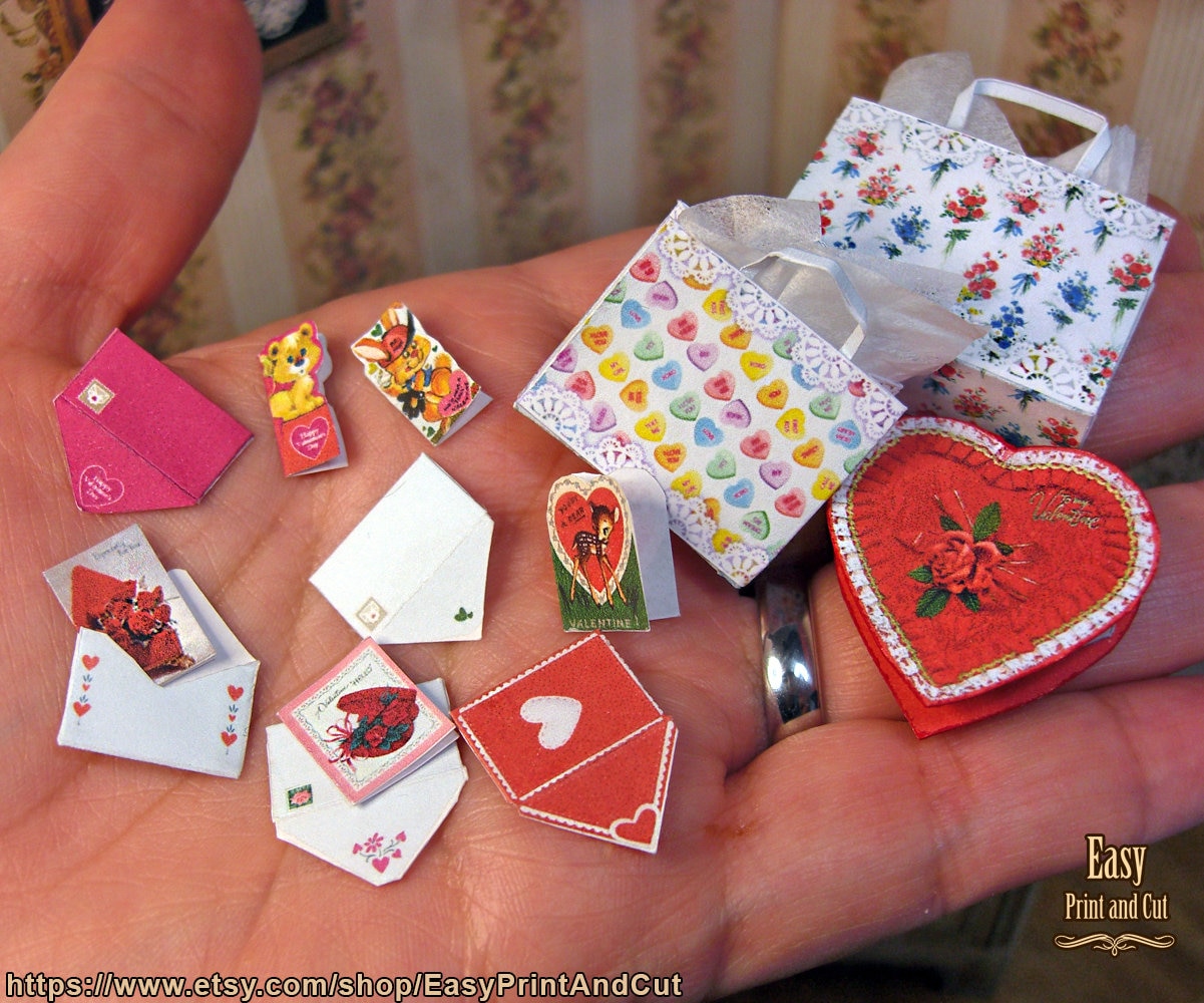 1:12 Printable Miniature Vintage Valentine's Gifts Set. | Etsy