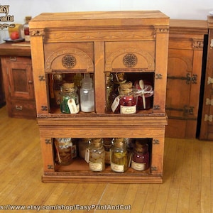Miniatur-Puppenhaus-viktorianischer Schrank, Möbel-Miniatur zum Ausdrucken, Papercraft, 1:12 scl, werfen Sie einen Blick auf die Anleitung, DIY.