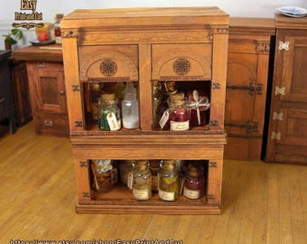 Miniature dollhouse Victorian wooden Cupboard, Furniture miniature Printable, papercraft, 1:12 scl, take a look to the tutorial, DIY.