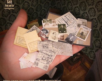Ensemble d'enquête sur Jack l'éventreur, maison miniature, échelle 1:12, carte du crime, photos suspectes, chemises, journaux, lettres... Imprimable DIY