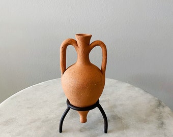 Small Vintage Hanging Terracotta Amphora Greek Vase