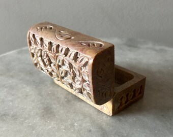 Vintage Italian Carved Stone Trinket Box