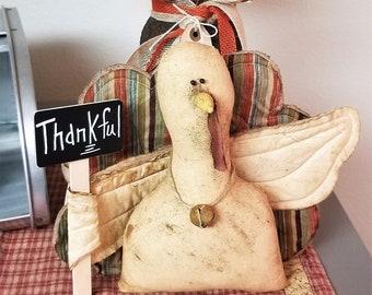primitive turkey tuck, Thanksgiving turkey, Fall decor, Thanksgiving decor, turkey shelf sitter,OFG, FAPM, rustic Thanksgiving,