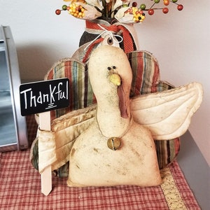 primitive turkey tuck, Thanksgiving turkey, Fall decor, Thanksgiving decor, turkey shelf sitter,OFG, FAPM, rustic Thanksgiving,