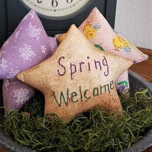 primitive spring star bowl fillers, prim spring stars, Spring decor, FAPM, OFG, pastel chicks stars, spring welcome stars, image 2