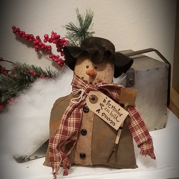 Primitive Snowman Doll Etsy