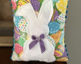 Easter bunny pillow, Easter egg pillow, Easter decor, Easter bowl filler, Easter shelf sitter, Spring decor, Easter pillow, FAPM peg hanger