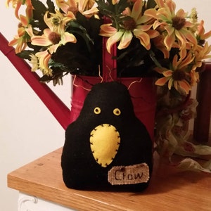 primitive felt Fall crow tuck, fall decor, crow pillow, prim crow shelf sitter, crow ornie, black crow bowl filler, Halloween, OFG,FAPM