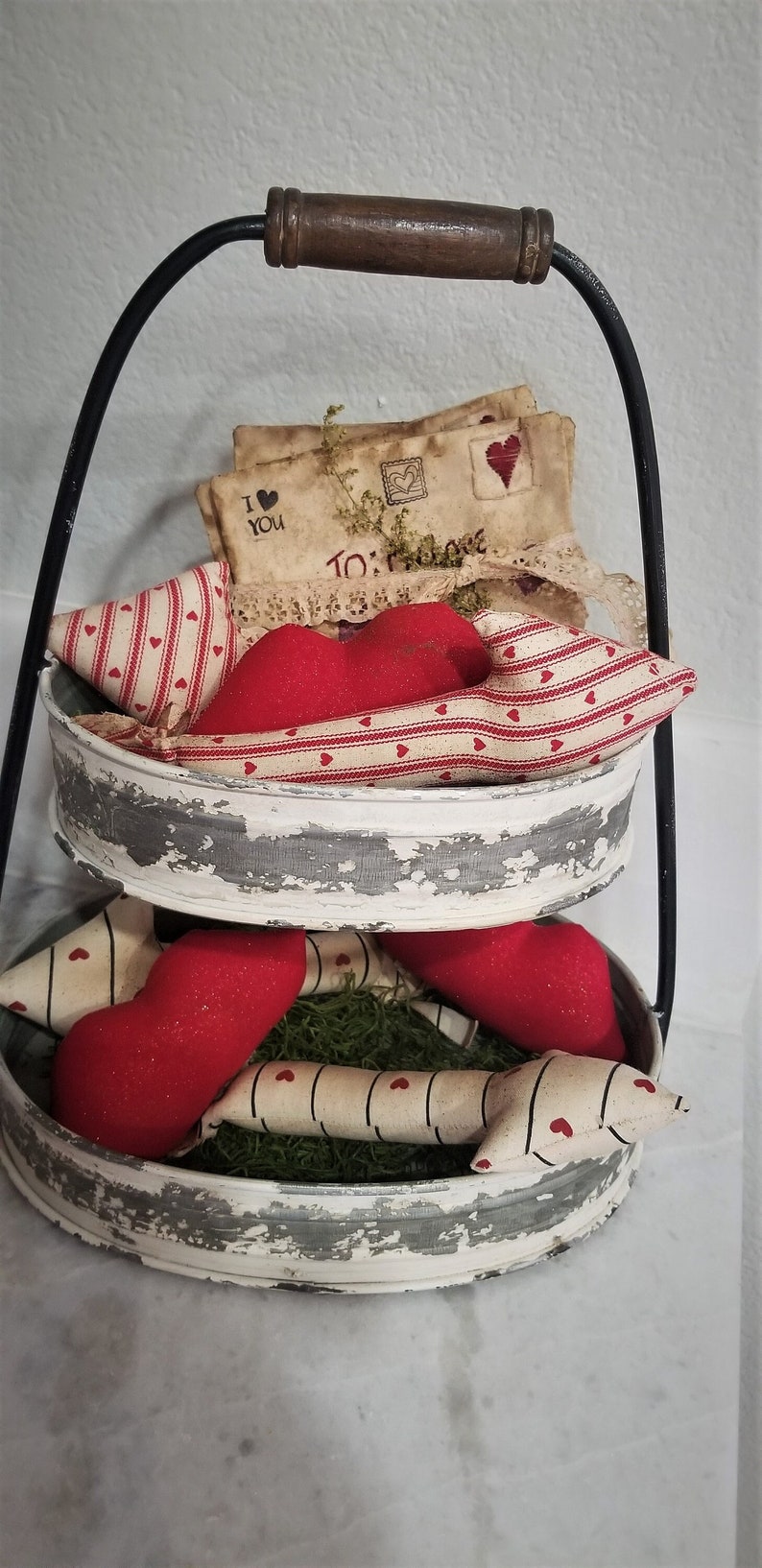 Valentine decor, Valentine love letters, primitive love letters, FAPM, OFG, prim Valentine letters, Valentines tiered tray, bowl fillers image 3