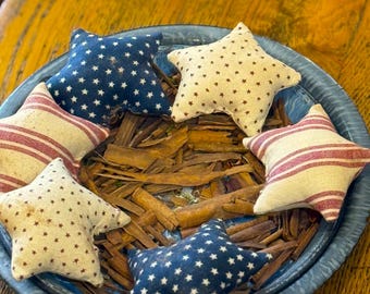 Adornos patrióticos primitivos para almohadas con forma de estrella del 4 de julio, adornos y rellenos para cuencos del Día de la Independencia, estrellas rojas, blancas y azules, OFG, FAPM.