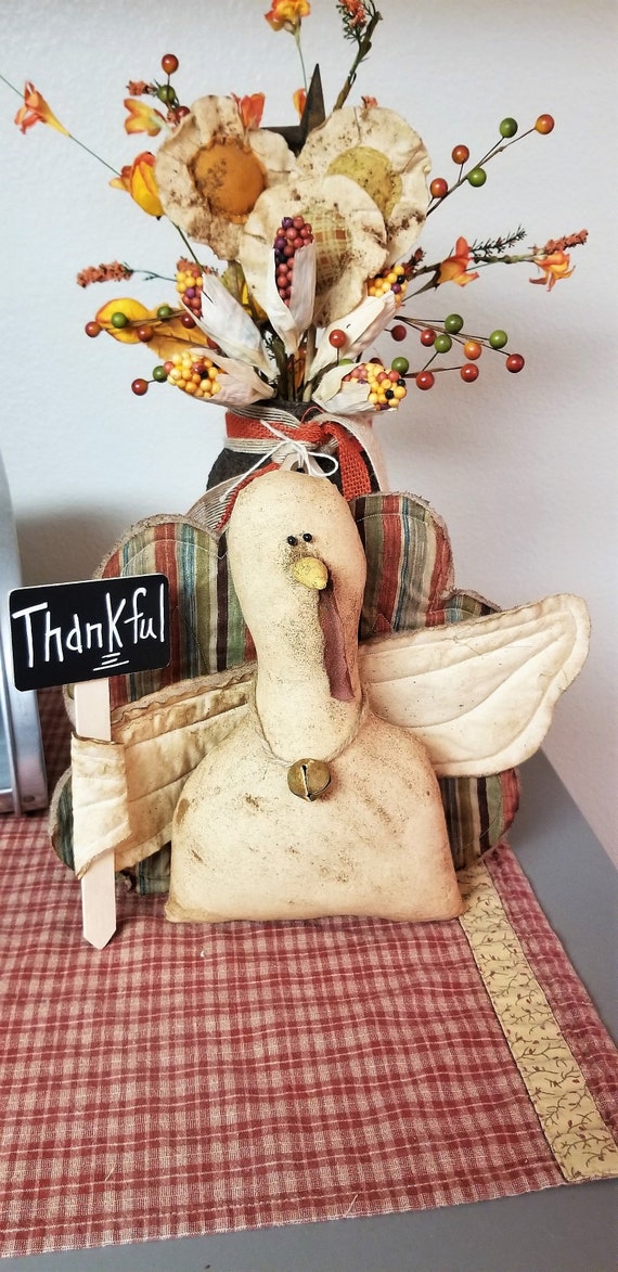 primitive turkey tuck Thanksgiving turkey Fall decor | Etsy