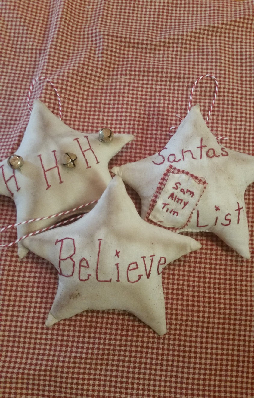 Very Primitive Christmas Tree Ornaments Primitive Muslin Etsy