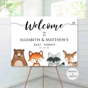 Woodland Baby Shower Welcome Sign, Welcome sign sho, letrero de cumpleaños, Woodland Animals Baby Shower, Greenery baby shower, signo imprimible