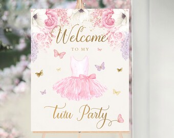 Tutu Welcome Sign, Ballerina Welcome Sign, Tutu Party Decorations, Tutu Birthday, Ballerina Birthday Party, Girl 1st Birthday Sign,