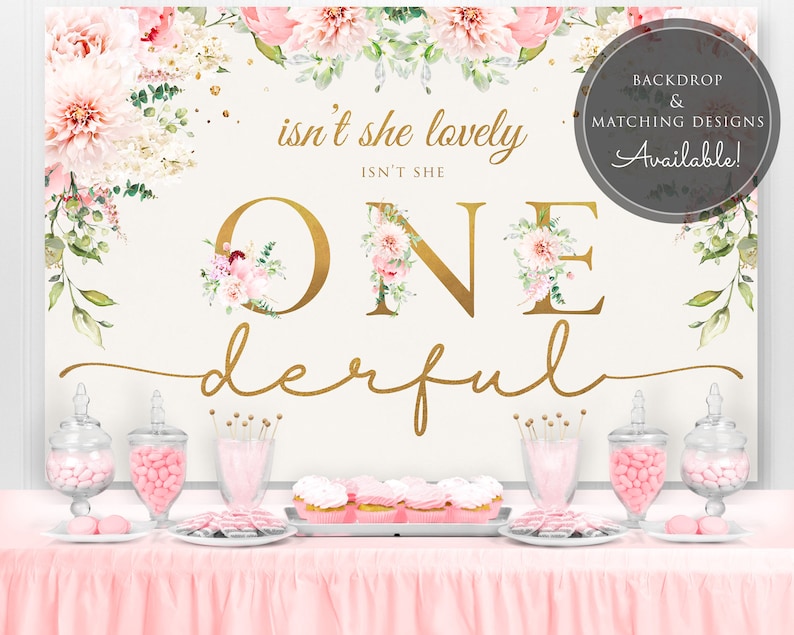Girl Birthday Blush Pink and Gold Welcome Sign Welcome Sign Birthday 1st Birthday Party Sign Onederful Birthday First Birthday Sign