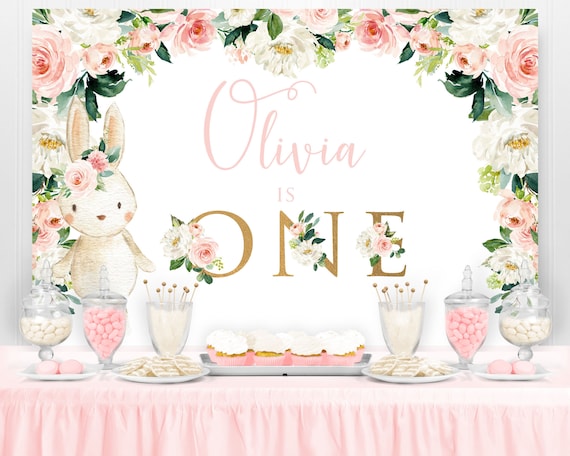 Bunny Backdrop Some Bunny is One Bunny Birthday Party Bunny - Etsy