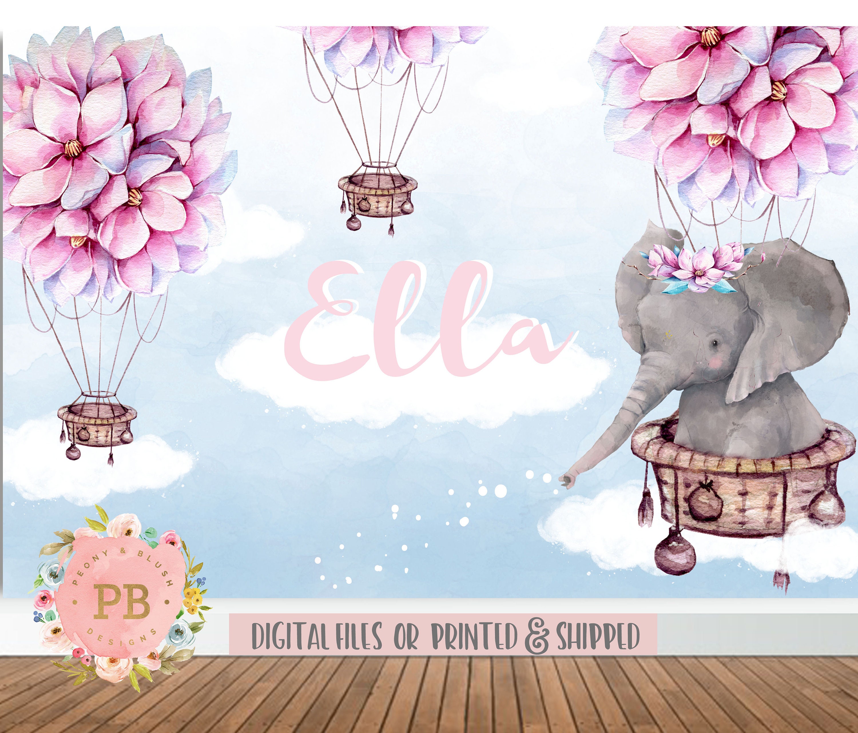 Hot Air Balloon Backdrop Elephant Baby Shower Backdrop Etsy