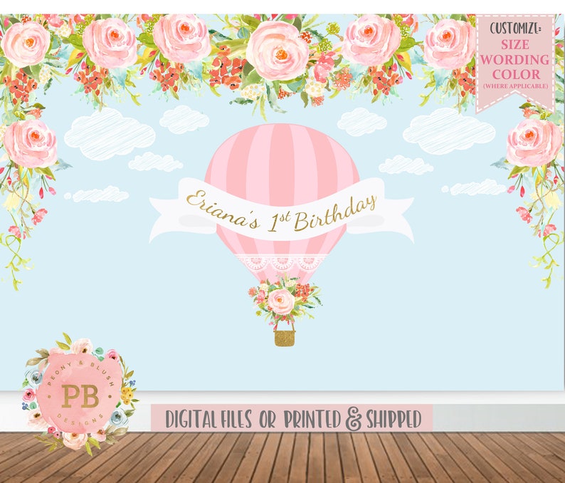 Hot Air Balloon Backdrop Up Up Away Birthday Backdrop Etsy