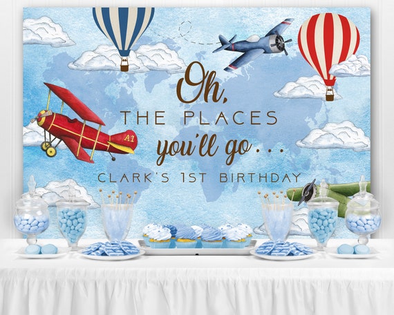 Vintage Airplane Birthday Backdrop, Vintage Airplane Baby Shower Backdrop, Airplane Birthday Decorations, Vintage Airplane Backdrop, PRINTED Il_570xn