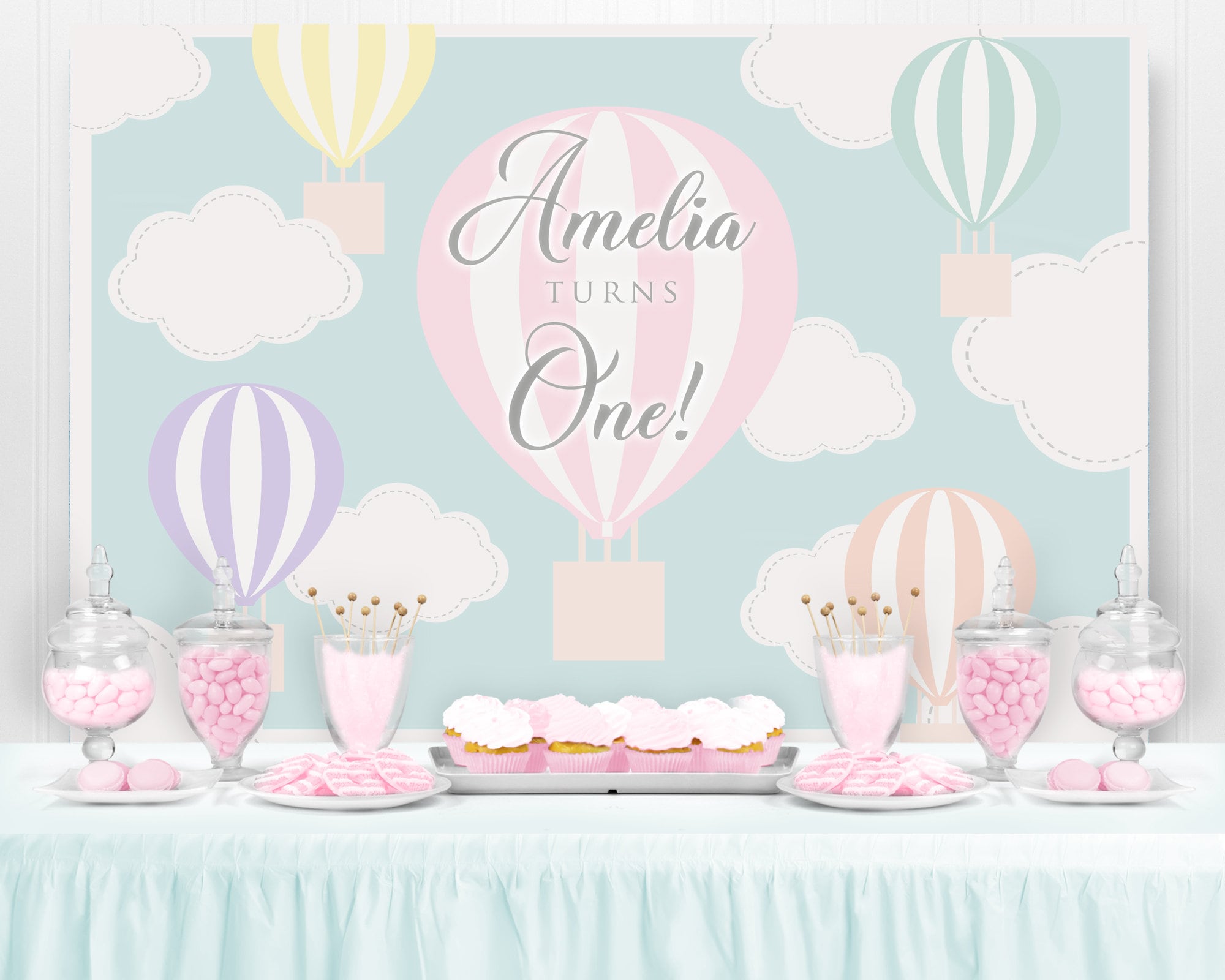 Hot Air Balloon Backdrop Up Up and Away Birthday Backdrop Etsy