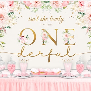 Isn't She Onderful Birthday Backdrop Isn't she Onederful Sign Little Miss Onederful Party Banner Sign Girl First Birthday Poster