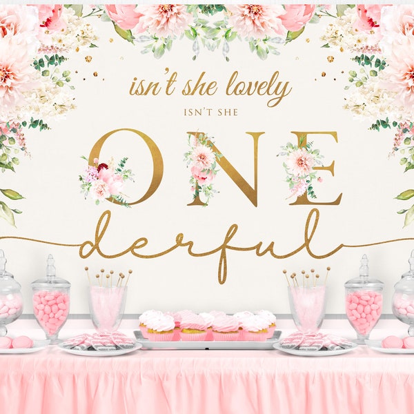 Isn't She Onderful Birthday Backdrop Isn't she Onederful Sign Little Miss Onederful Party Banner Sign Girl First Birthday Poster