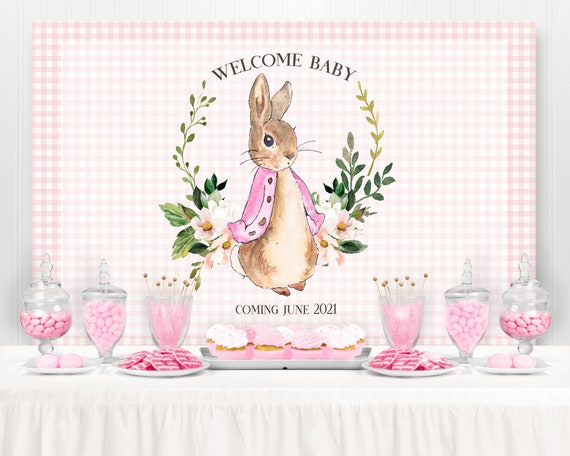 Peter Rabbit Backdrop, Bunny Birthday Backdrop, First Birthday