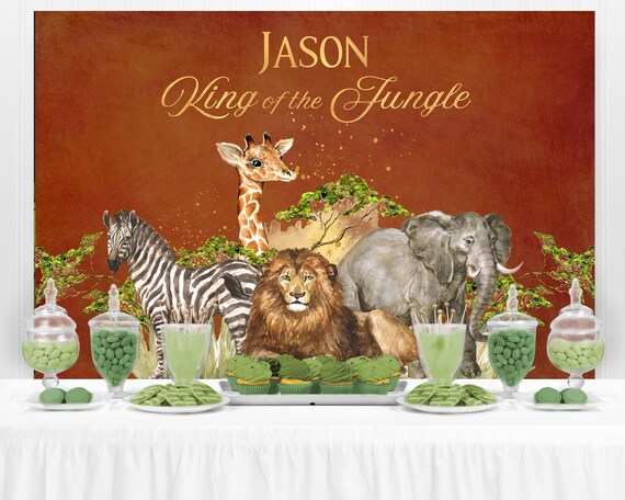 Safari Backdrop, Jungle Backdrop, Safari Party, Wild One, Jungle Animals, Birthday Backdrop, Baby Shower Backdrop, Table Party Decorations Il_570xn
