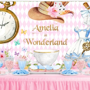 Alice in Wonderland Backdrop - Alice in Wonderland Party Banner, Alice in Wonderland Birthday Backdrop, Onederland Birthday, PRINTED