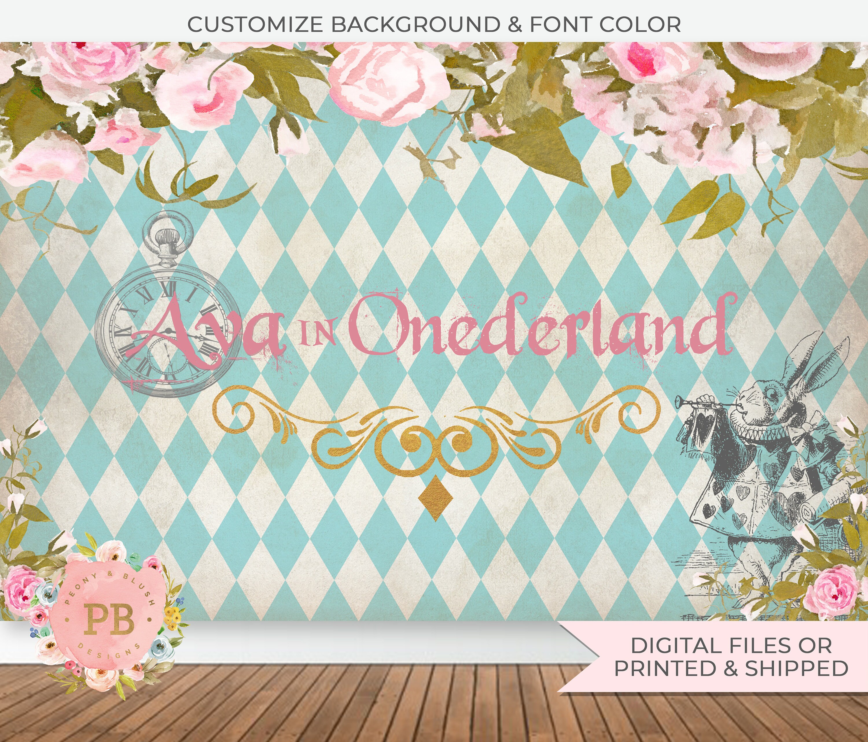 Digital Alice in Wonderland Backdrop, Birthday Backdrop, Alice in ...