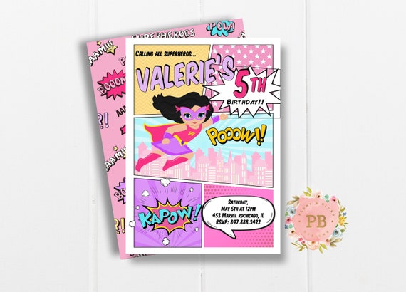 Digital Girl Superhero Party, Superhero Invitation, Supergirl Invitation, Superhero Girl Party, Superhero Girl Birthday Il_570xn