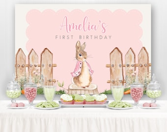 Peter Rabbit Backdrop, Cotton Tail Birthday Backdrop, First Birthday, Baby Shower Backdrop, Party Decorations, Custom Backdrop, PRINTED