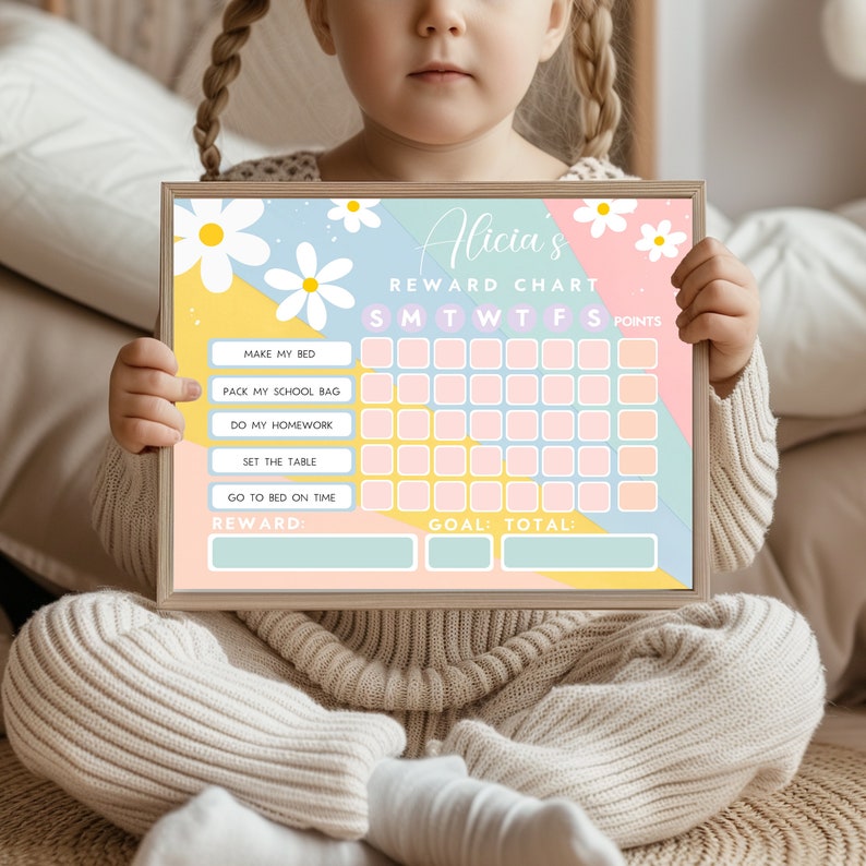 Editable Reward Chart Daisy Behavior Chart Daisy Reward Chart Girls ...
