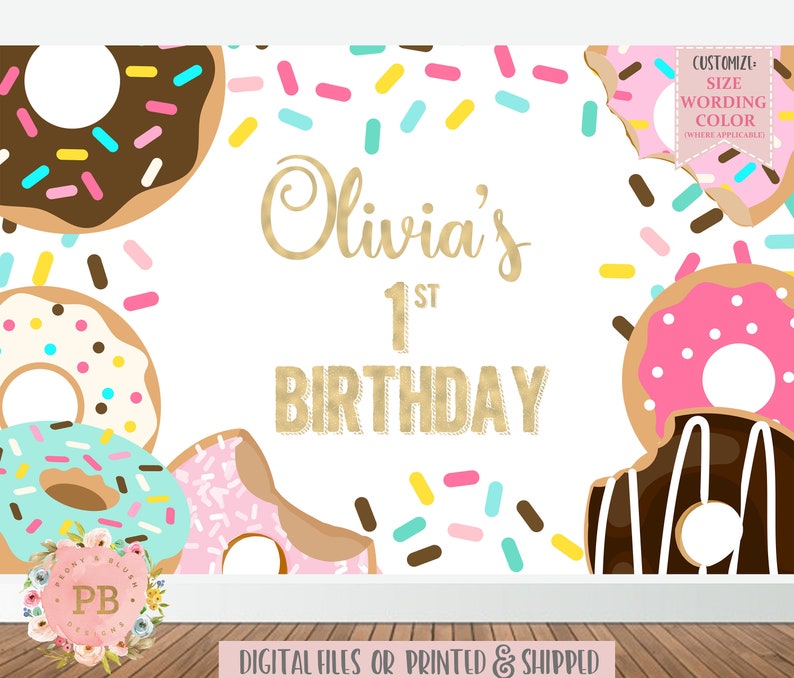 Digital Donut Backdrop Donut Birthday Backdrop Donut Party | Etsy