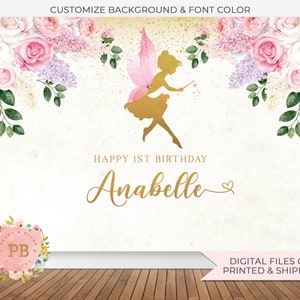 Fairy Birthday Backdrop, Butterfly Birthday, Baby Shower Backdrop, Cake Table Backdrop, Party Table Background, Dessert Backdrop, PRINTED image 2