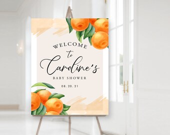 Little Cutie Orange Baby Shower Print, Shower Welcome Sign, Citrus, Printable Baby Shower Event Decor, Orange Cutie Sign
