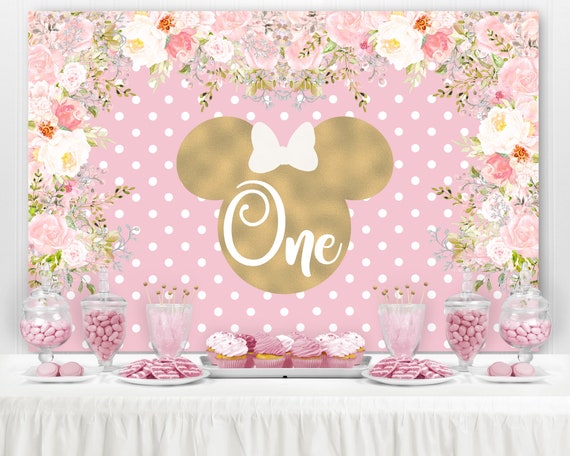 Minnie Bowtique Backdrop Personalized Baby Shower Birthday Banner add Name