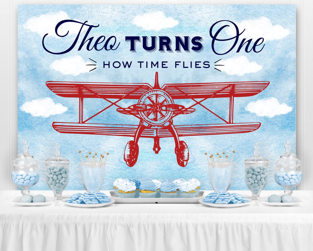Vintage Airplane Birthday Backdrop, Vintage Airplane Baby Shower