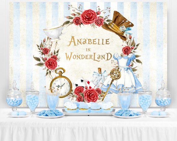 Alice in Wonderland Backdrop Alice in Wonderland Party Banner, Personalized  Birthday Backdrop, Party Sign, Onederland Backdrop, PRINTED 