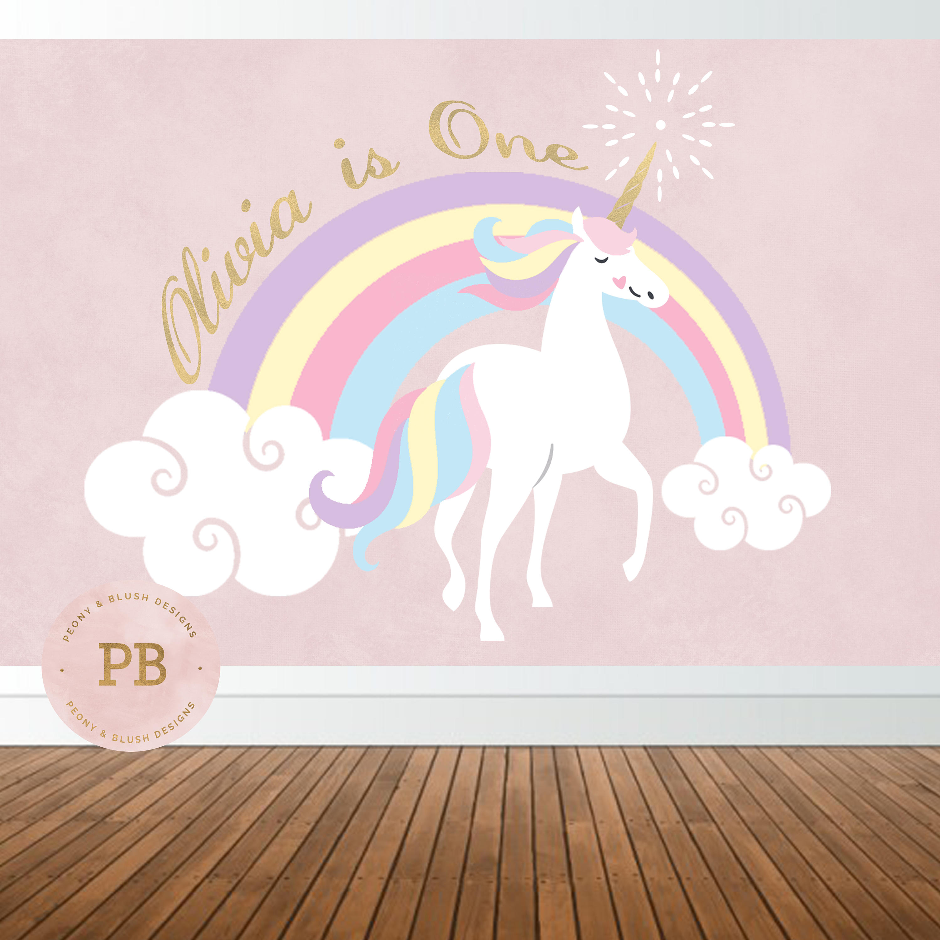 digital unicorn birthday party backdrop unicorn backdrop