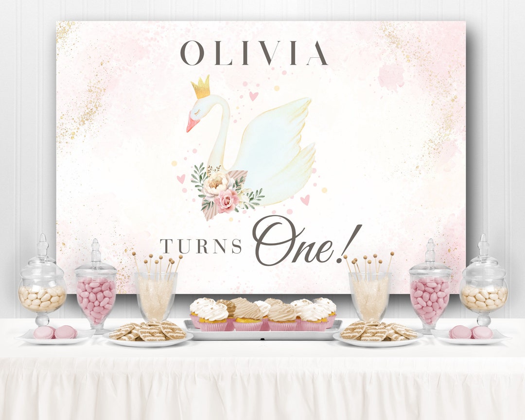 Menu Backdrop Swan Swan Birthday Backdrop, Girl Swan Princess Birthday, Swan Princess Baby ...