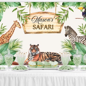 Safari Backdrop, Jungle Backdrop, Safari Party, Wild One, Jungle Animals Birthday Backdrop, Baby Shower Backdrop, Party Decorations, PRINTED