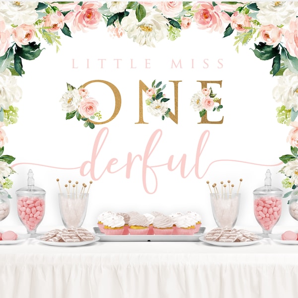 Little Miss Onederful Happy Birthday Round Backdrop