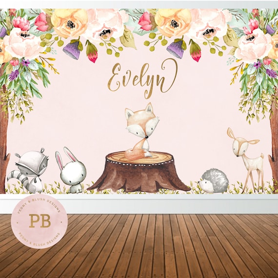 woodland baby shower backdrop