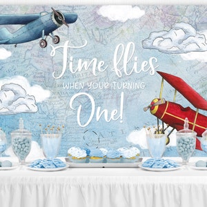 Vintage Airplane Birthday Backdrop, Vintage Airplane Baby Shower Backdrop, Airplane Birthday Decorations, Vintage Airplane Backdrop, PRINTED